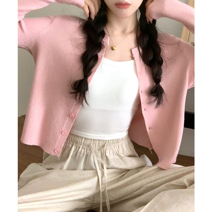 ラウンドネックリブカーディガン リブ編み ノーカラー | Riff | 詳細画像31 