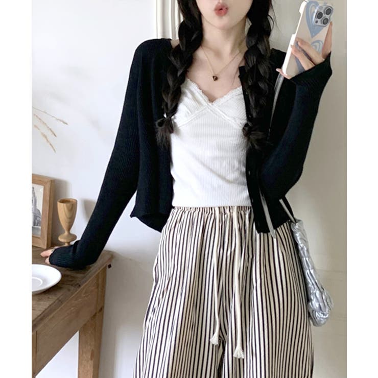 ラウンドネックリブカーディガン リブ編み ノーカラー | Riff | 詳細画像34 