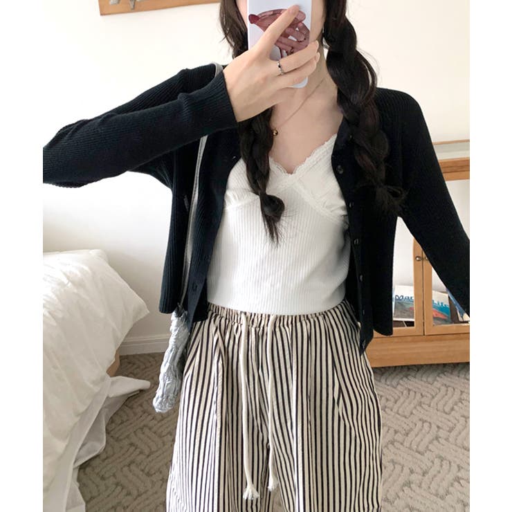 ラウンドネックリブカーディガン リブ編み ノーカラー | Riff | 詳細画像36 