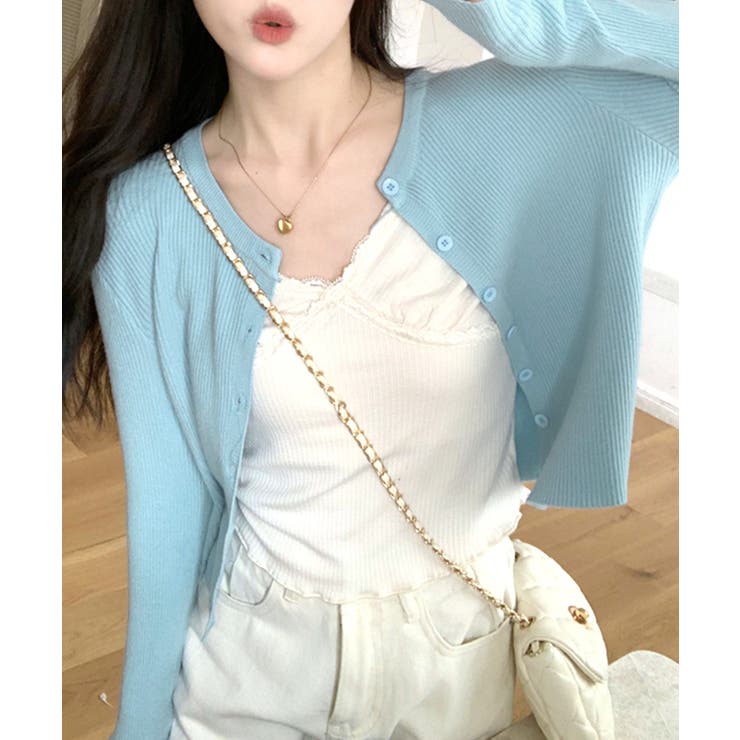 ラウンドネックリブカーディガン リブ編み ノーカラー | Riff | 詳細画像5 