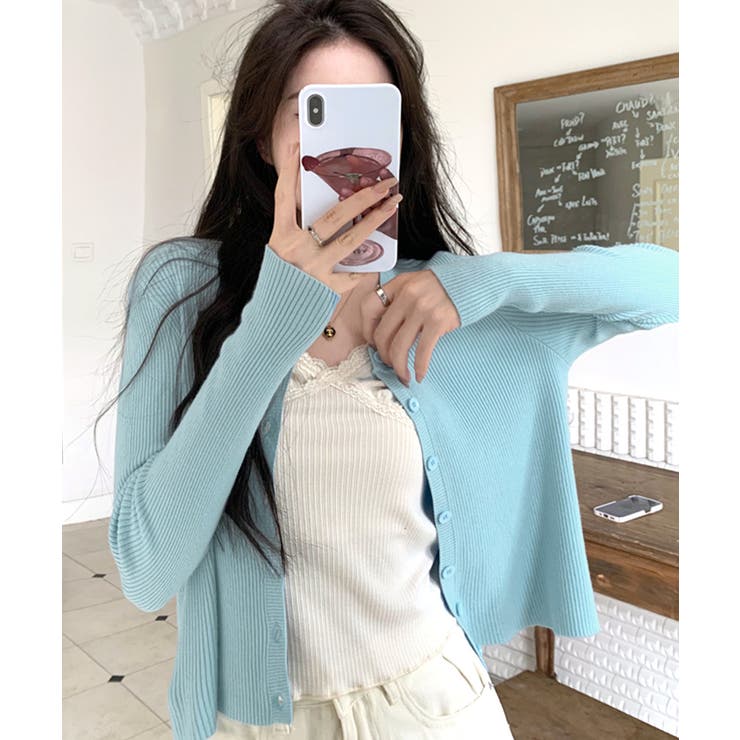 ラウンドネックリブカーディガン リブ編み ノーカラー | Riff | 詳細画像6 