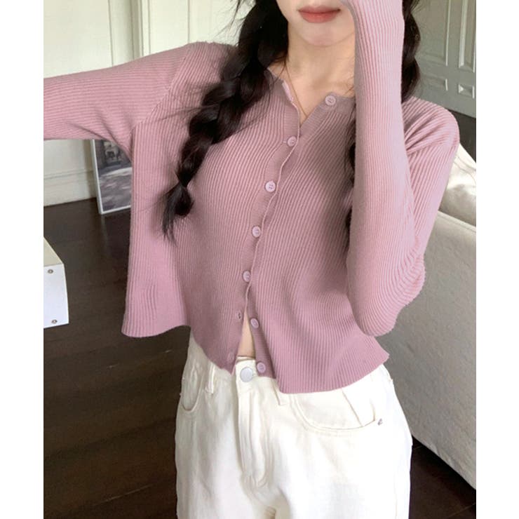 ラウンドネックリブカーディガン リブ編み ノーカラー | Riff | 詳細画像7 