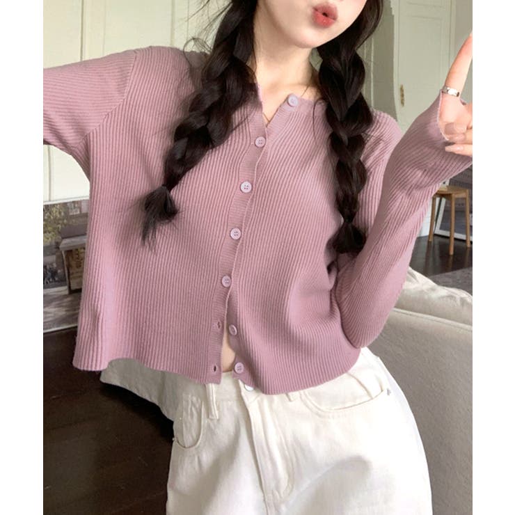 ラウンドネックリブカーディガン リブ編み ノーカラー | Riff | 詳細画像8 