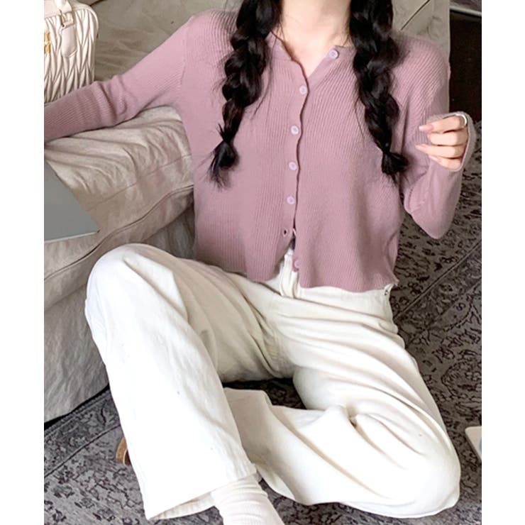 ラウンドネックリブカーディガン リブ編み ノーカラー | Riff | 詳細画像9 