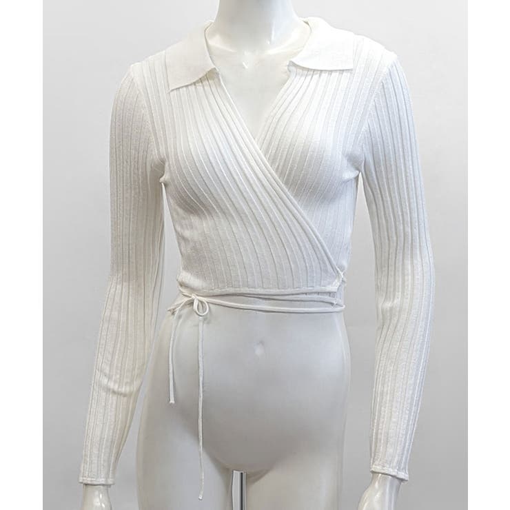 カシュクールニット ショート丈 スキッパー襟 | Riff | 詳細画像18 