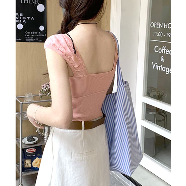 ビスチェ風リブニットトップス タンクトップ リボン | Riff | 詳細画像10 