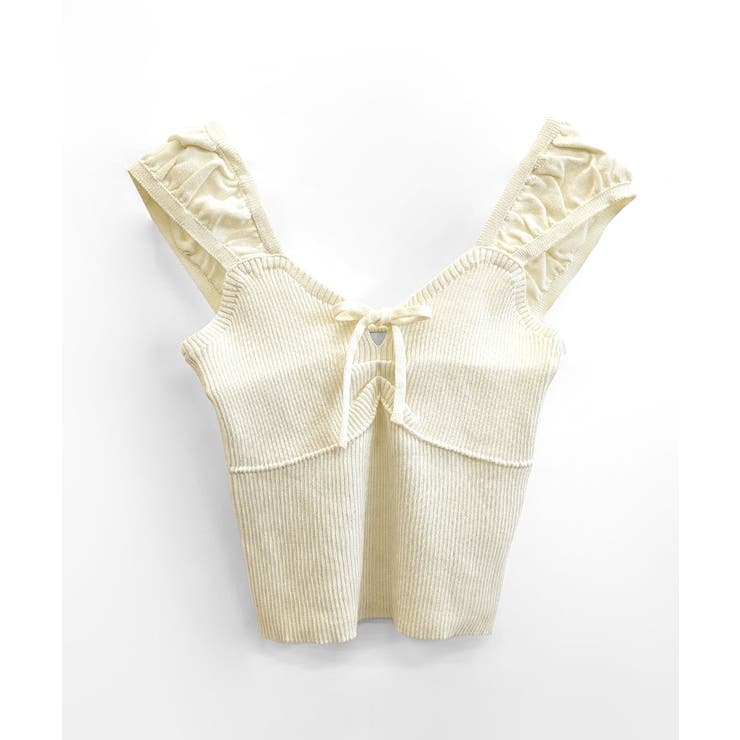 ビスチェ風リブニットトップス タンクトップ リボン | Riff | 詳細画像17 