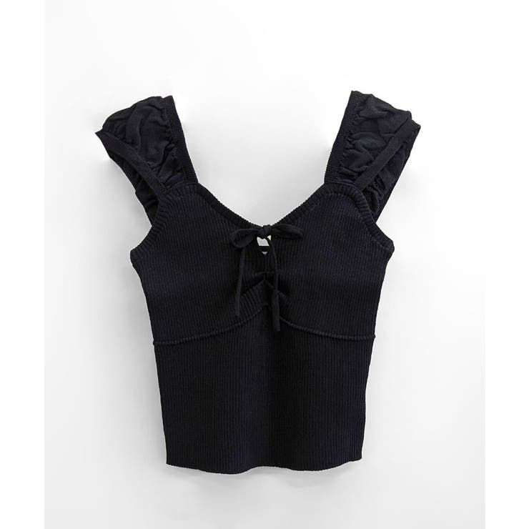 ビスチェ風リブニットトップス タンクトップ リボン | Riff | 詳細画像19 