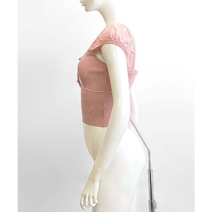 ビスチェ風リブニットトップス タンクトップ リボン | Riff | 詳細画像21 