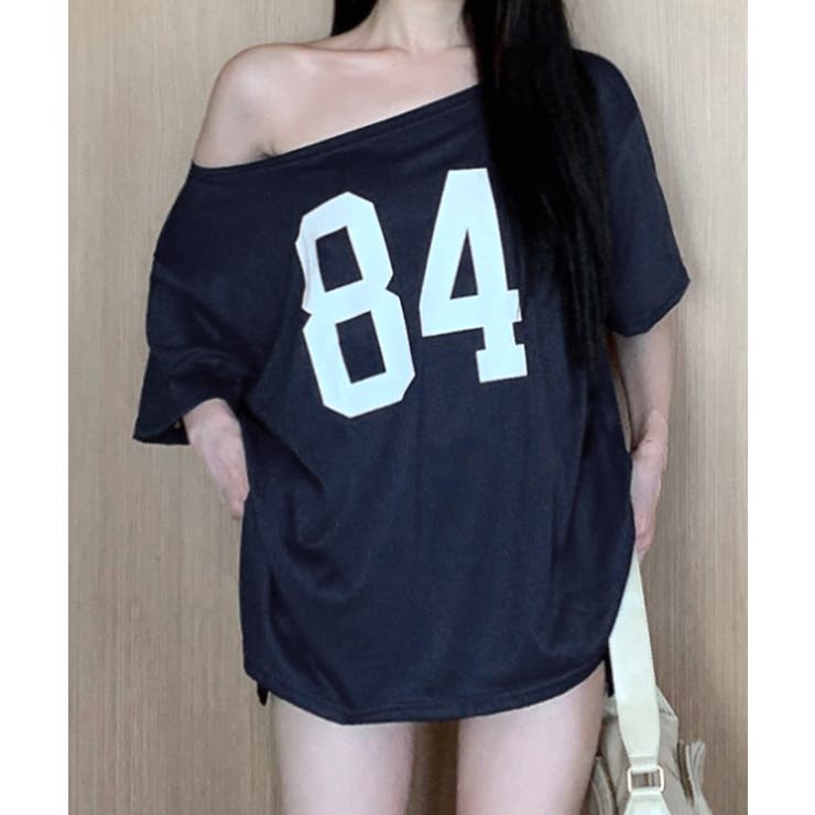 ワンショルダーナンバリングトップス Tシャツ ロゴ | Riff | 詳細画像17 