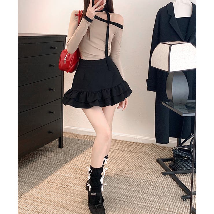 ハイウエスト裾フリルミニスカート インナーパンツ付き スカパン | Riff | 詳細画像16 