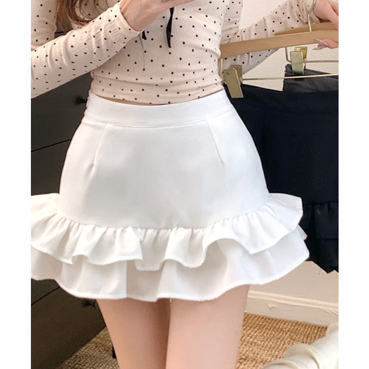 ハイウエスト裾フリルミニスカート インナーパンツ付き スカパン | Riff | 詳細画像17 