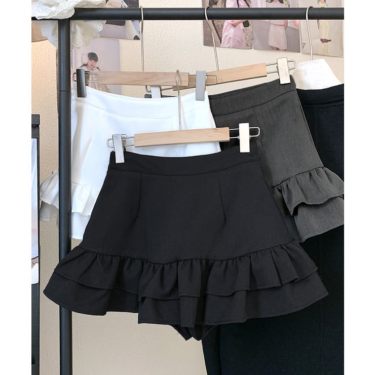 ハイウエスト裾フリルミニスカート インナーパンツ付き スカパン | Riff | 詳細画像2 