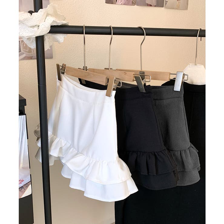 ハイウエスト裾フリルミニスカート インナーパンツ付き スカパン | Riff | 詳細画像4 