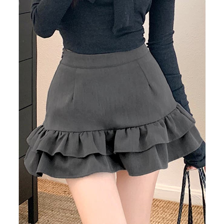 ハイウエスト裾フリルミニスカート インナーパンツ付き スカパン | Riff | 詳細画像6 