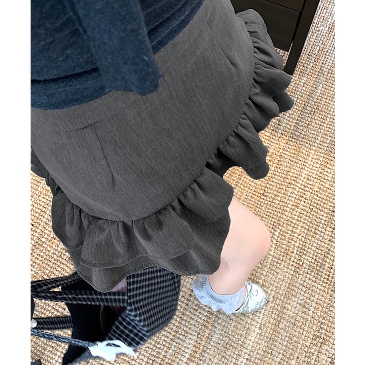 ハイウエスト裾フリルミニスカート インナーパンツ付き スカパン | Riff | 詳細画像7 