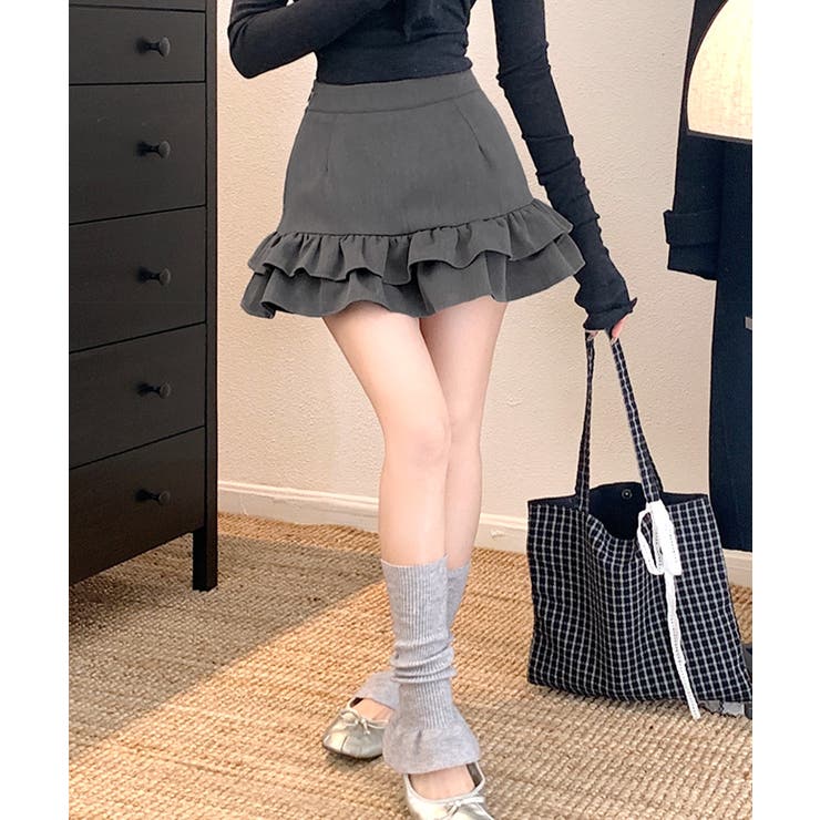 ハイウエスト裾フリルミニスカート インナーパンツ付き スカパン | Riff | 詳細画像8 