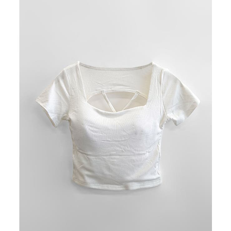 バックオープンスクエアネックTシャツ パッド付き カップ付き | Riff | 詳細画像23 