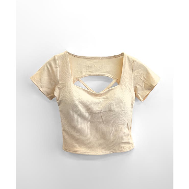 バックオープンスクエアネックTシャツ パッド付き カップ付き | Riff | 詳細画像26 