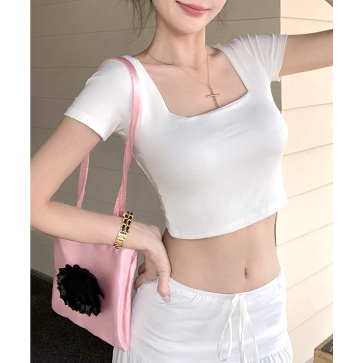 バックオープンスクエアネックTシャツ パッド付き カップ付き | Riff | 詳細画像5 