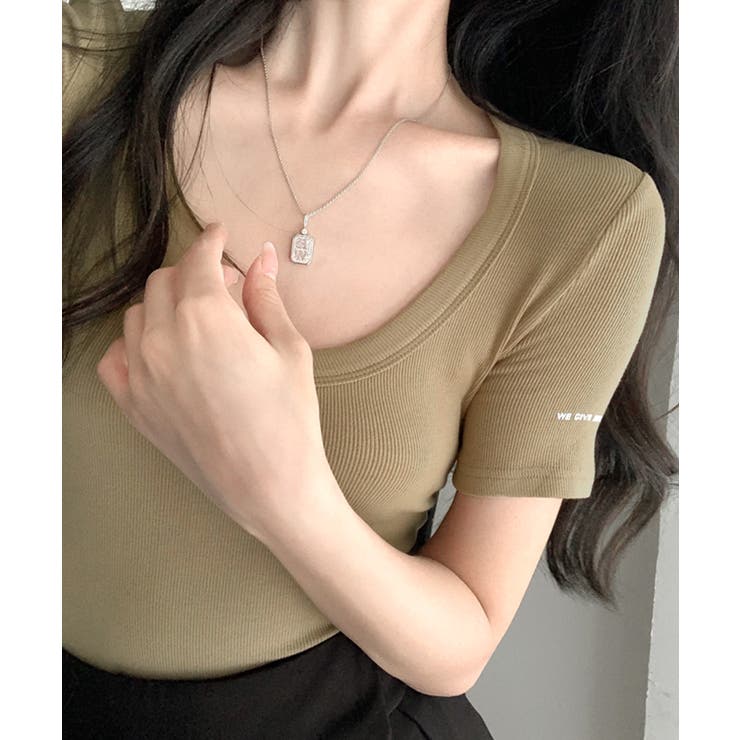 Uネック半袖Tシャツ ショート丈 クロップド丈 | Riff | 詳細画像10 