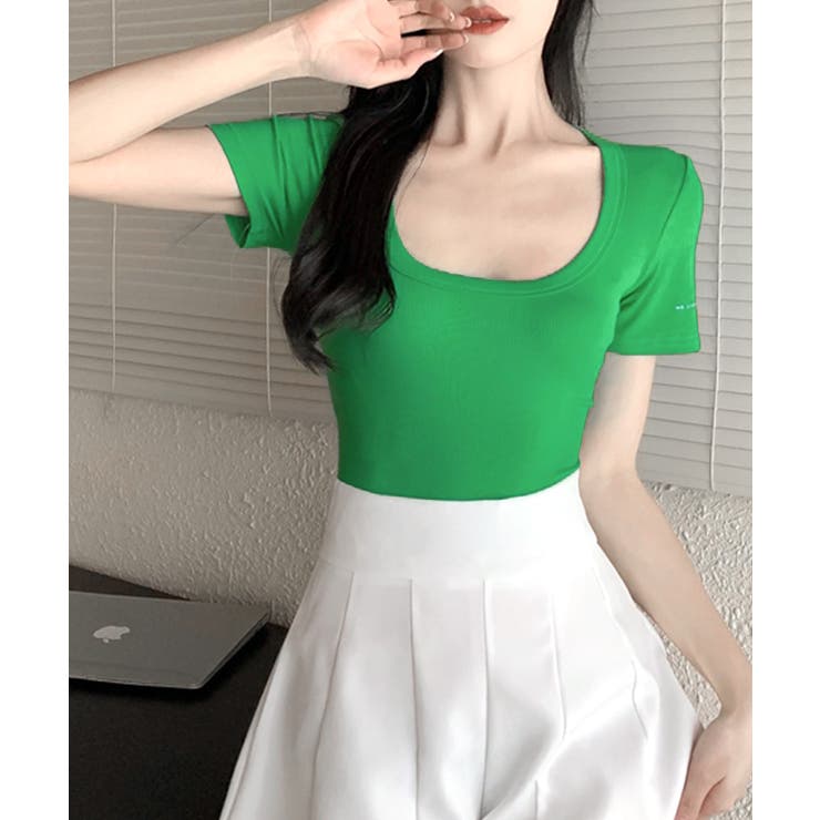 Uネック半袖Tシャツ ショート丈 クロップド丈 | Riff | 詳細画像14 