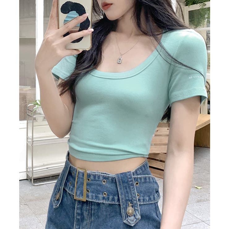 Uネック半袖Tシャツ ショート丈 クロップド丈 | Riff | 詳細画像18 