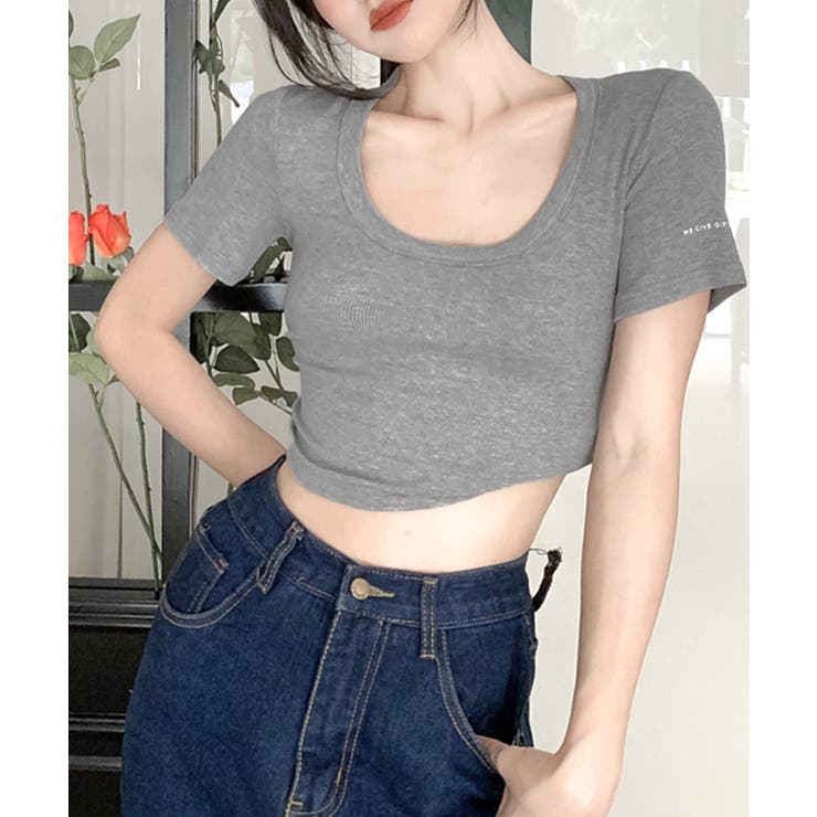 Uネック半袖Tシャツ ショート丈 クロップド丈 | Riff | 詳細画像19 