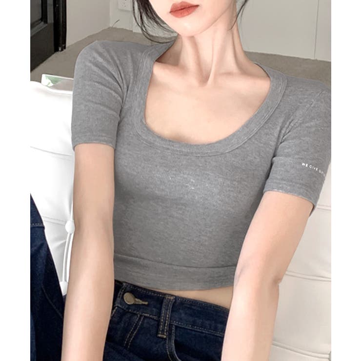 Uネック半袖Tシャツ ショート丈 クロップド丈 | Riff | 詳細画像20 