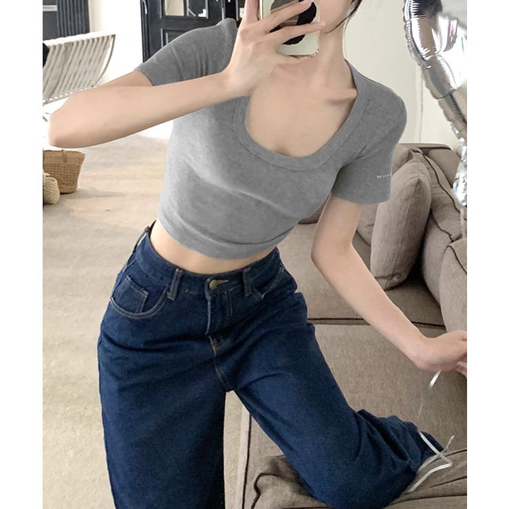 Uネック半袖Tシャツ ショート丈 クロップド丈 | Riff | 詳細画像22 