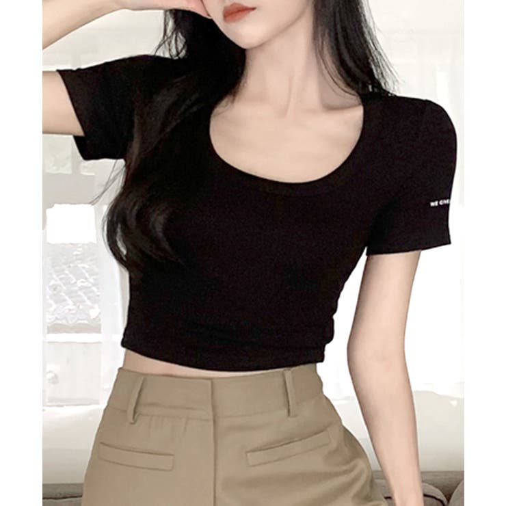 Uネック半袖Tシャツ ショート丈 クロップド丈 | Riff | 詳細画像24 