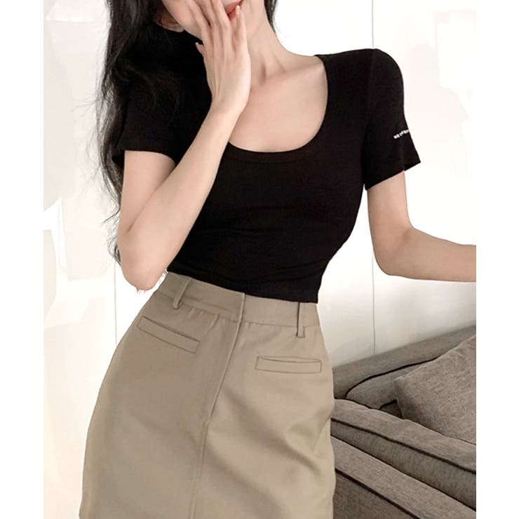 Uネック半袖Tシャツ ショート丈 クロップド丈 | Riff | 詳細画像25 