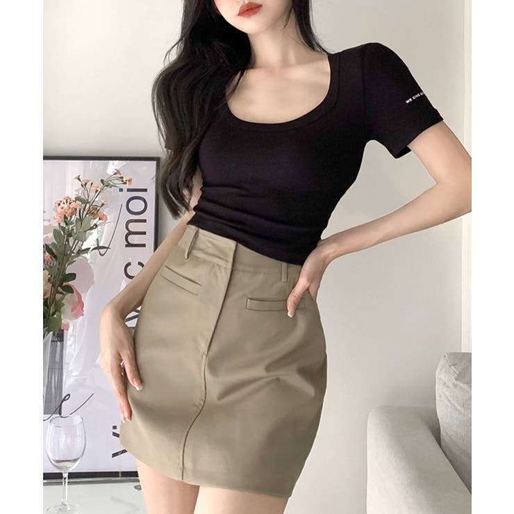 Uネック半袖Tシャツ ショート丈 クロップド丈 | Riff | 詳細画像26 