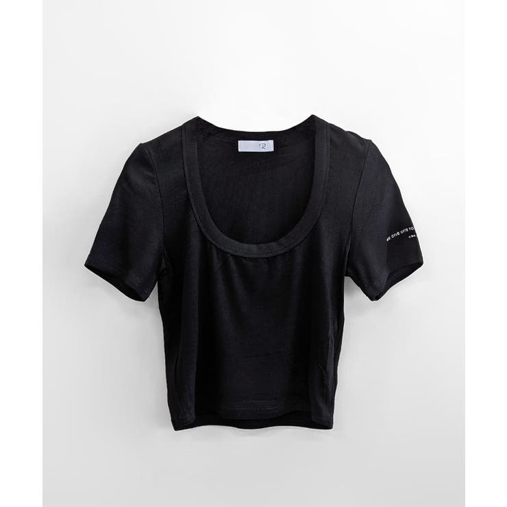 Uネック半袖Tシャツ ショート丈 クロップド丈 | Riff | 詳細画像32 
