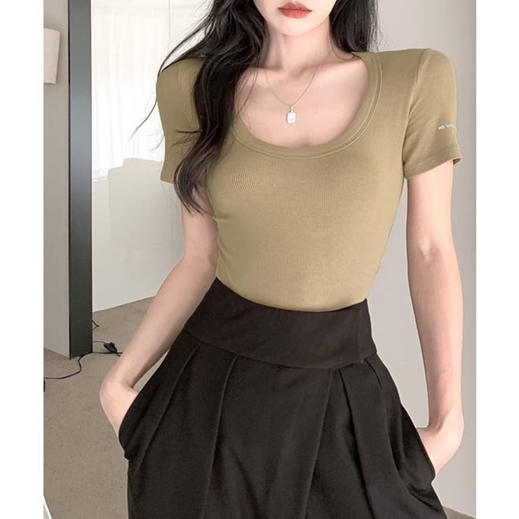 Uネック半袖Tシャツ ショート丈 クロップド丈 | Riff | 詳細画像9 