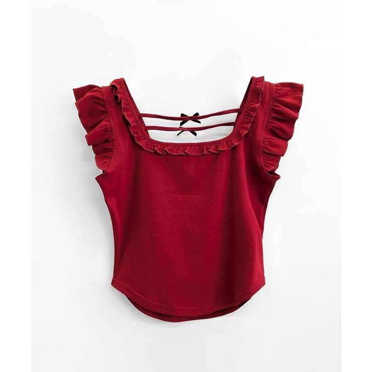 バックリボンスクエアネックフリルトップス 2WAY フレンチスリーブ | Riff | 詳細画像19 