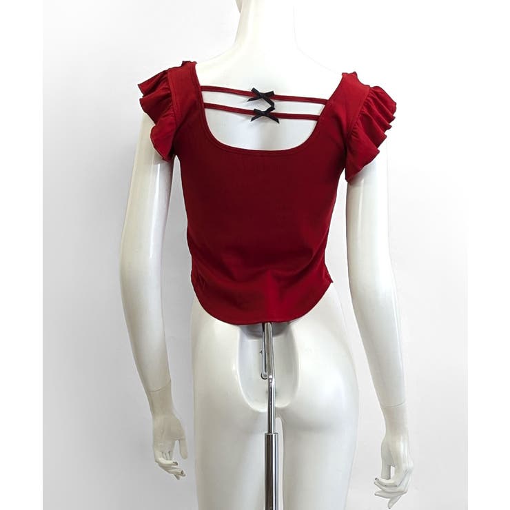 バックリボンスクエアネックフリルトップス 2WAY フレンチスリーブ | Riff | 詳細画像22 