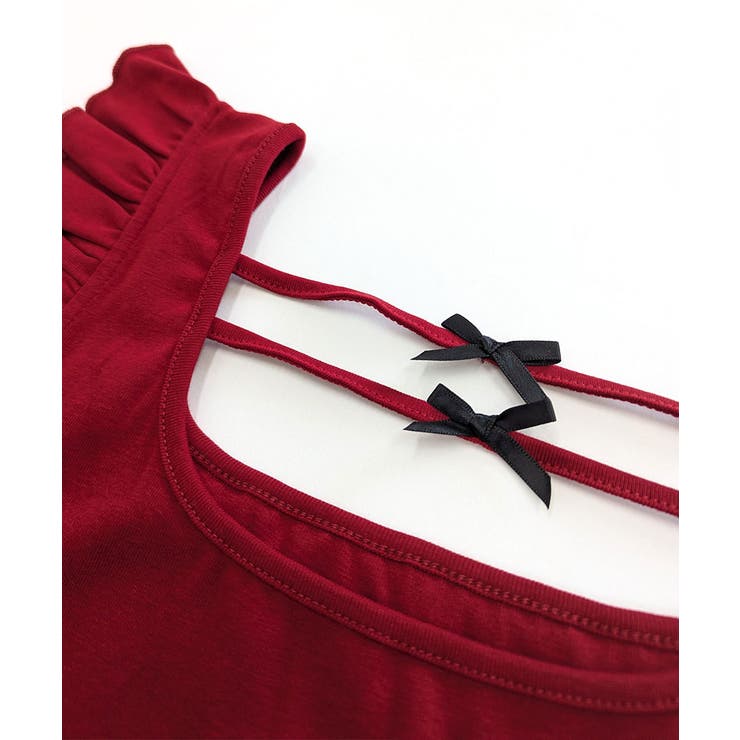 バックリボンスクエアネックフリルトップス 2WAY フレンチスリーブ | Riff | 詳細画像24 