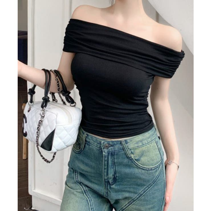 オフショルトップス オフショルダー Tシャツ[品番：NETW0002272