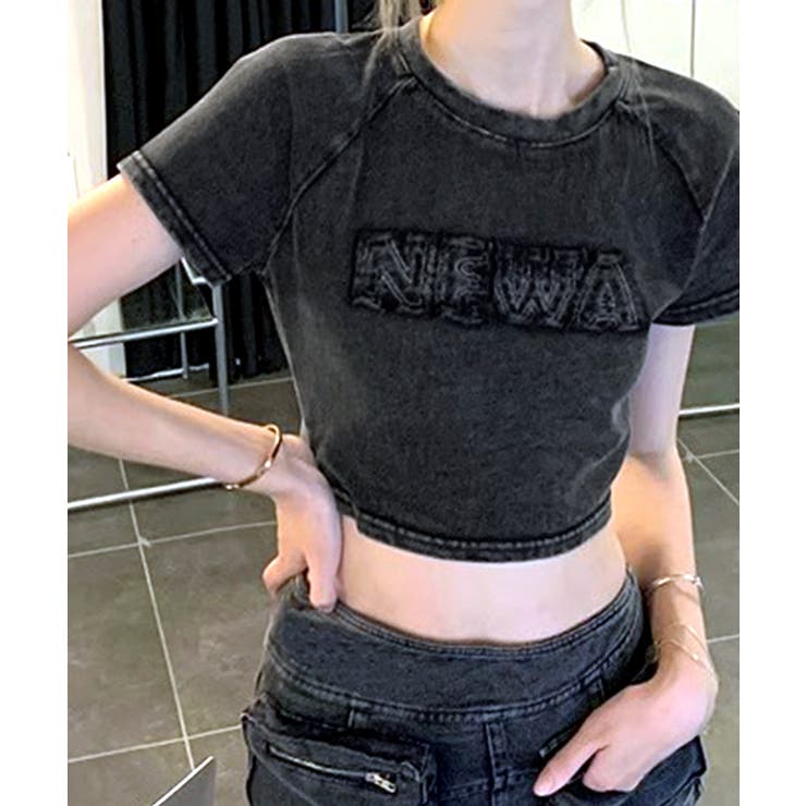 ヴィンテージ風ショート丈Tシャツ ロゴ刺繍 クロップド丈 | Riff | 詳細画像11 