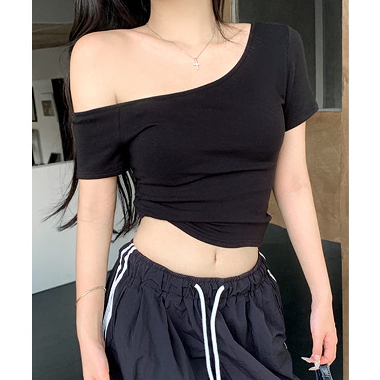 ワンショルダー半袖トップス Tシャツ カットソー | Riff | 詳細画像13 