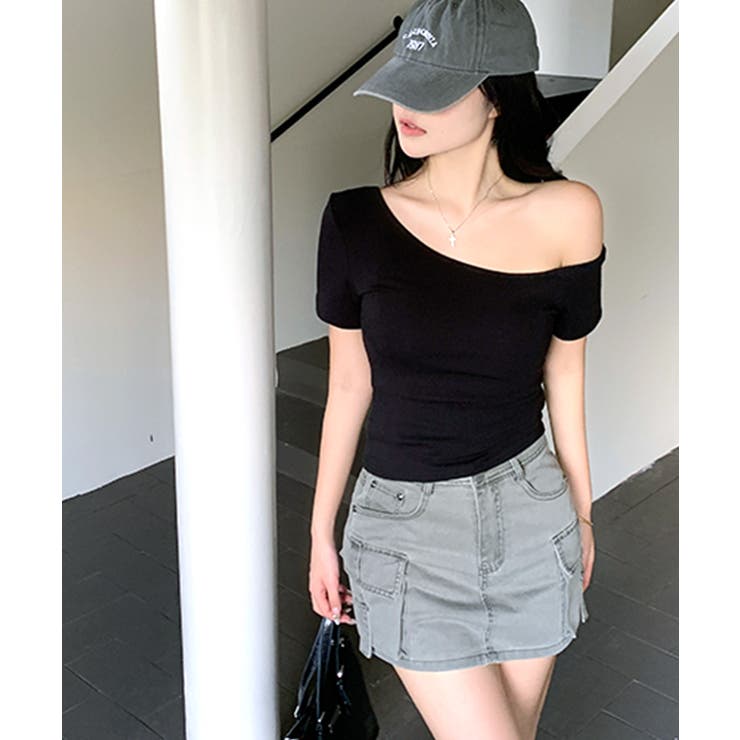 ワンショルダー半袖トップス Tシャツ カットソー | Riff | 詳細画像14 