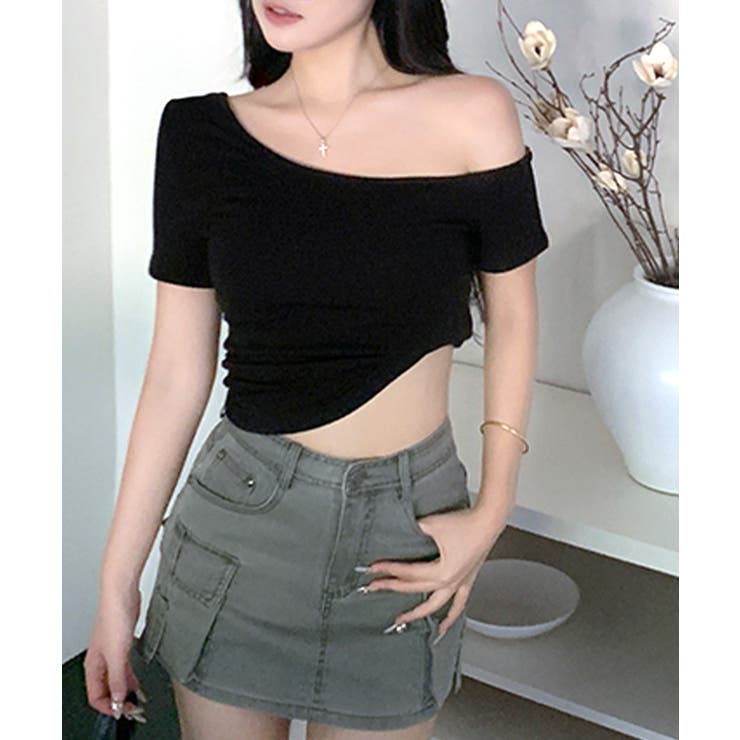 ワンショルダー半袖トップス Tシャツ カットソー | Riff | 詳細画像15 