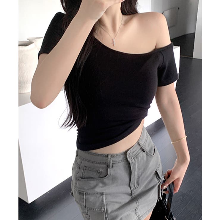 ワンショルダー半袖トップス Tシャツ カットソー | Riff | 詳細画像16 