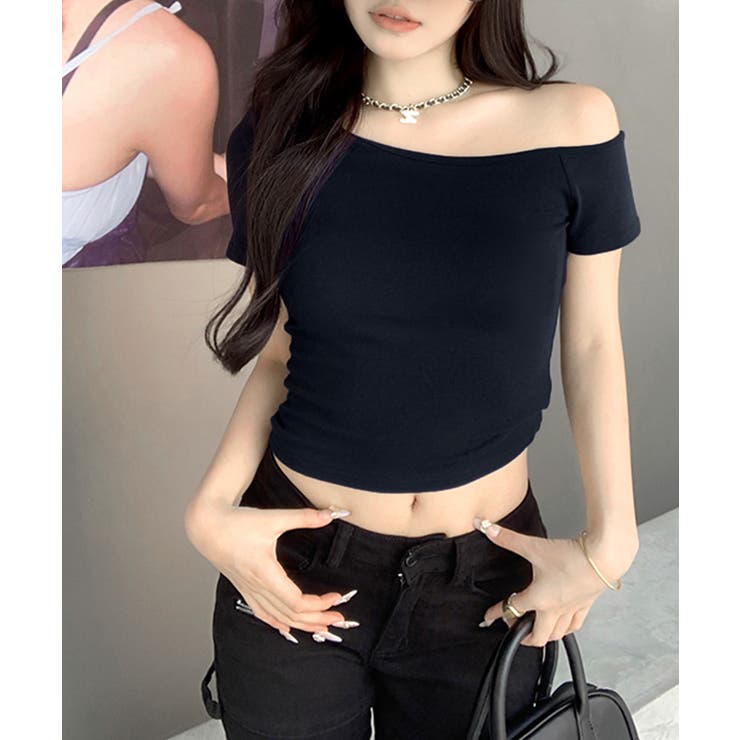 ワンショルダー半袖トップス Tシャツ カットソー | Riff | 詳細画像4 