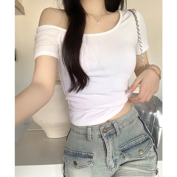 ワンショルダー半袖トップス Tシャツ カットソー | Riff | 詳細画像8 