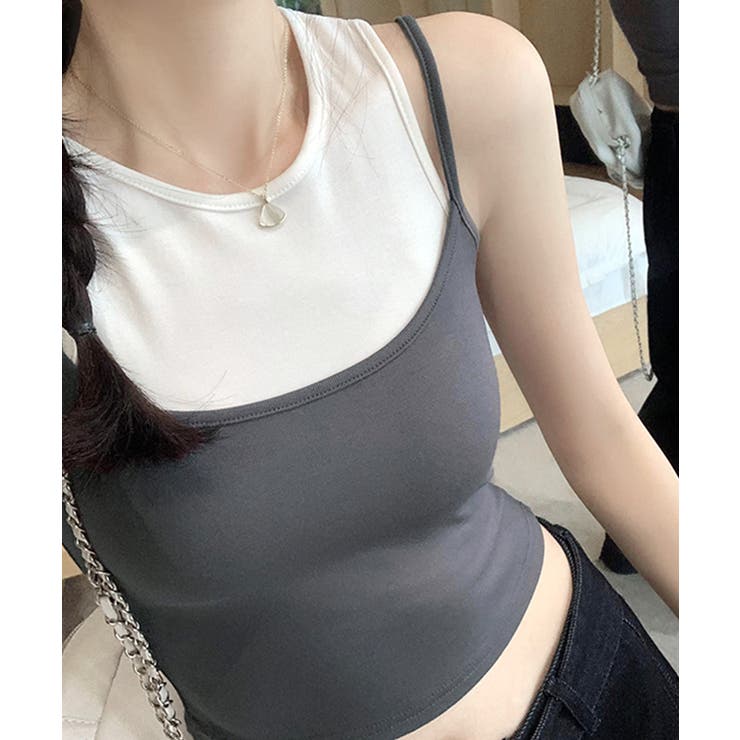 重ね着風タンクトップ フェイクレイヤード ドッキング | Riff | 詳細画像11 