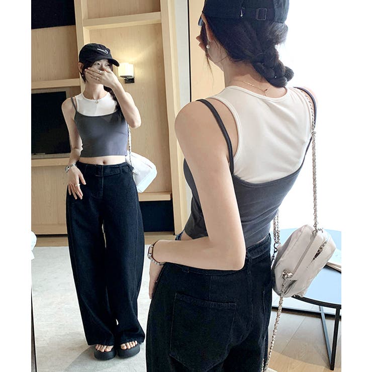 重ね着風タンクトップ フェイクレイヤード ドッキング | Riff | 詳細画像14 