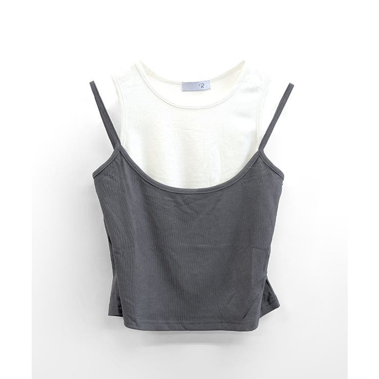 重ね着風タンクトップ フェイクレイヤード ドッキング | Riff | 詳細画像16 