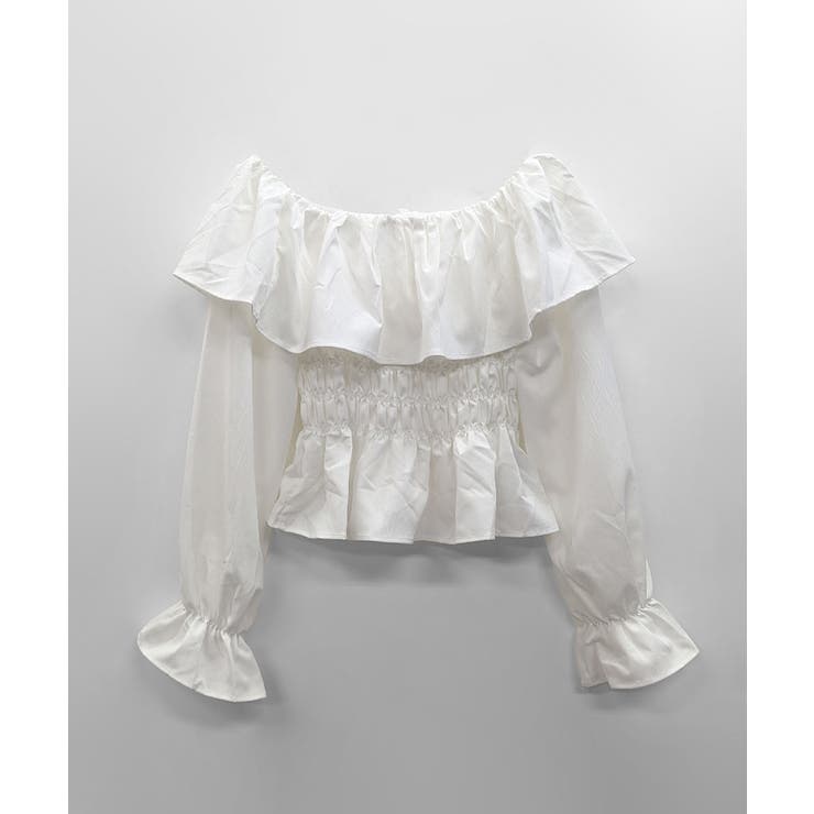 オフショルフリルシャーリングトップス パフスリーブ ペプラム | Riff | 詳細画像49 